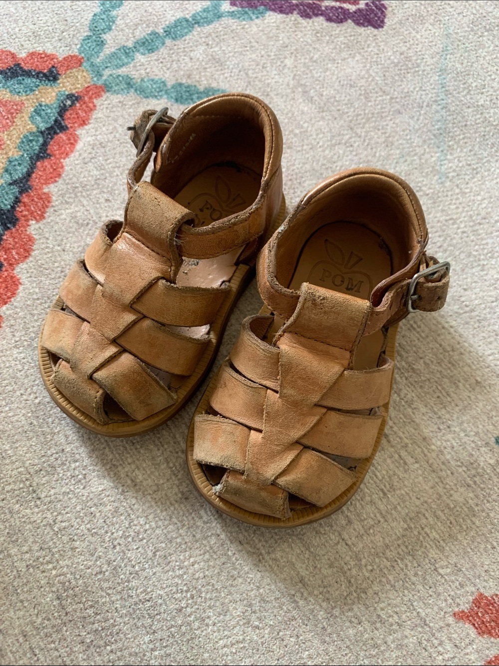 Brown Leather Kids Fisherman Sandals with Adjustable Buckle